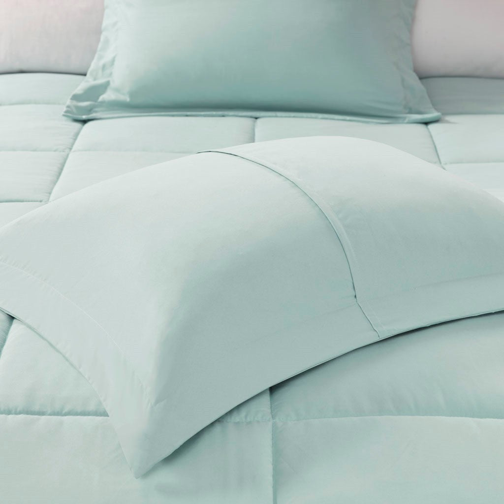 Microcell Down Alternative Comforter Mini Set Queen Blue Microfiber