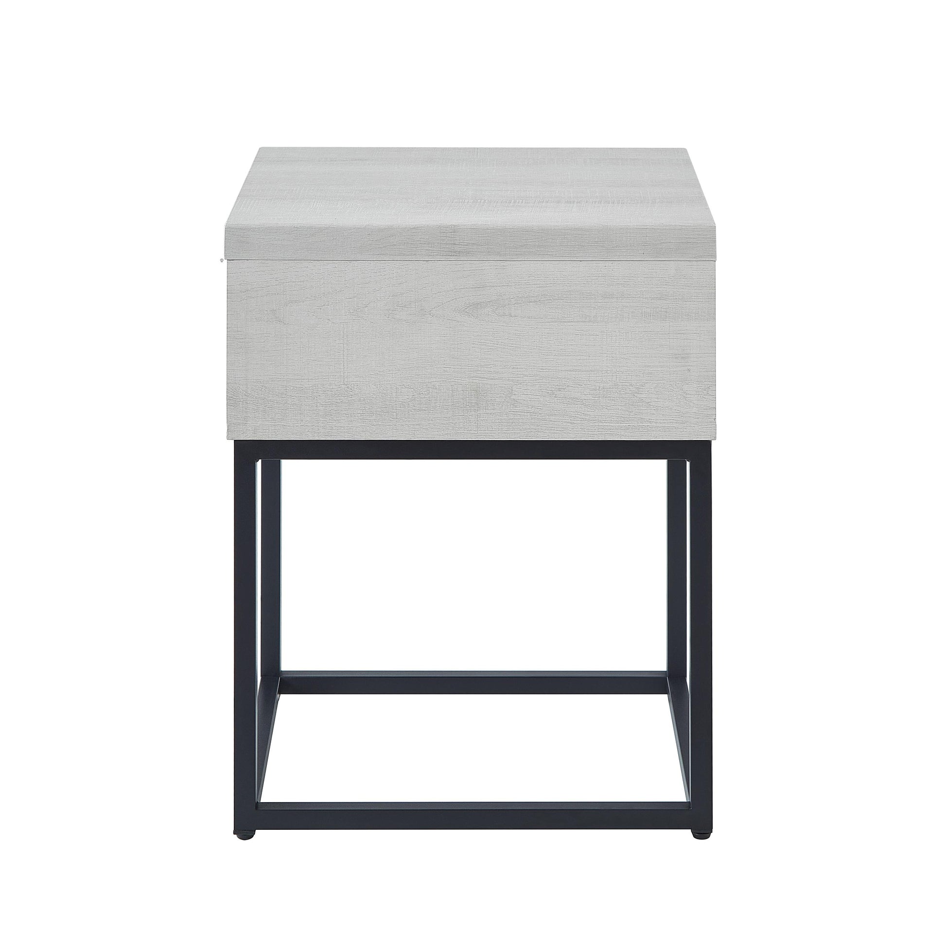 Celestial Contemporary Storage End Table, White White Wood Metal