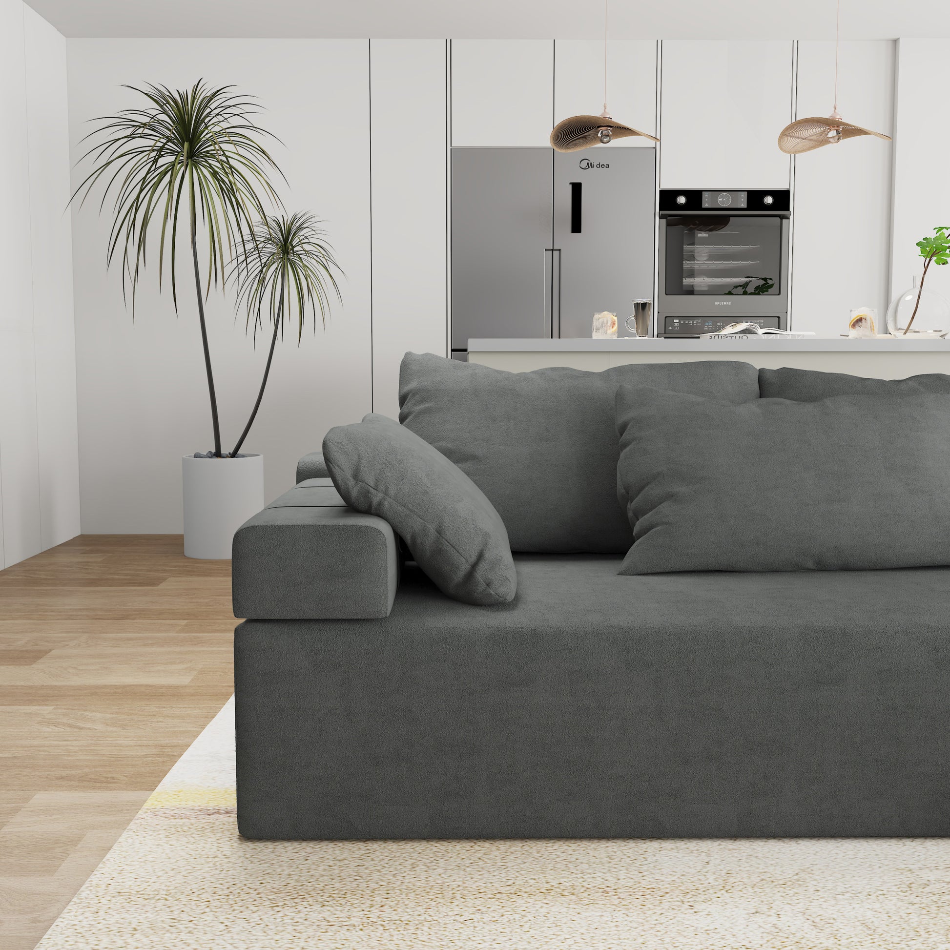 Modern Upholstered Sectional Sofa Couch Set,Modular 108" L Shaped Sectional Living Room Sofa Set With 6 Pillows,Free Combination Sofa Couch For Living Room,Bedroom Grey Foam Chenille 3 Seat