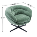 Comfy Chenille Upholstered 360 Swivel Club Chair Accent Chair With Removable Cushion, Round Office Chair With Black Metal Base, Cotton Material, Living Room, Bedroom, Reading Corner, Office Green