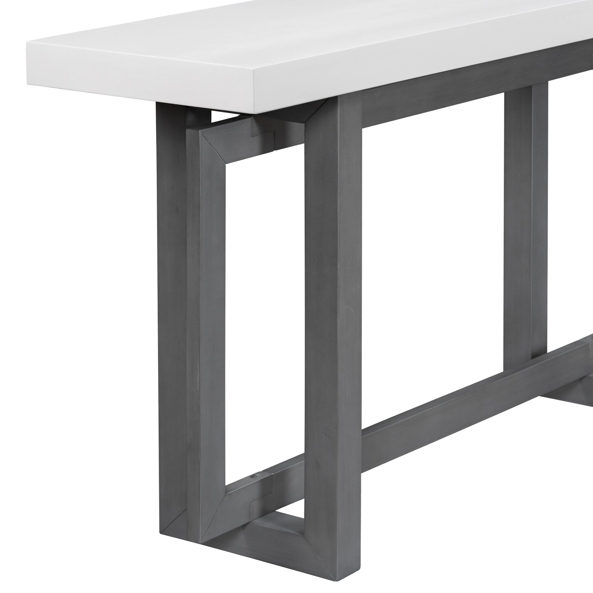 Contemporary Console Table With Wood Top, Extra Long Entryway Table For Entryway, Hallway, Living Room, Foyer, Corridor Dark Gray White Solid Wood Mdf
