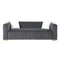 A Modern Channel Sofa Take On A Traditional Chesterfield,Grey Color,3 Seater Grey Velvet 3 Seat