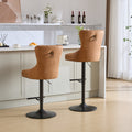 Aged And Retro Pu Swivel Barstools Adjusatble Seat Height From 25 33 Inch, Modern Bar Stools With Backs Comfortable Tufted For Home Pub And Kitchen Island Orange,Set Of 2 Orange American Design Bar Stools Set Of 2 Foam Pu Leather