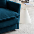 Chenille Two Seater Sofa With 1 Footrest, 2 Seater L Shaped Sectional With Ottoman,Loveseat With Ottoman For Small Living Space,Blue Chenille Blue Chenille 2 Seat