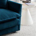 Mid Century Modern Couch 3 Seater Sofa With 2 Armrest Pillows And 3 Toss Pillows, Couch For Living Room Blue Chenille Blue Chenille 3 Seat