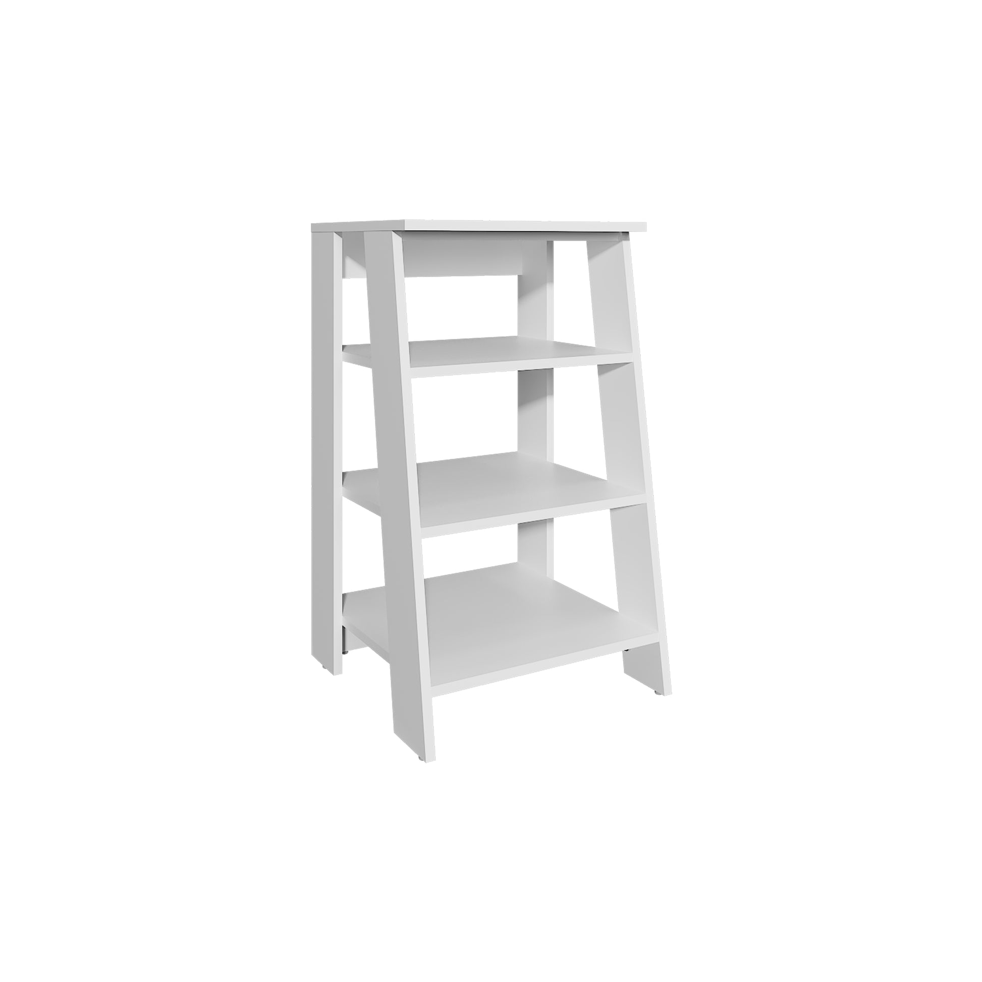 Bathbi 30" High 4 Tier Ladder Shelf Organizer For Bathroom, Side Table, Living Room In White White Particle Board