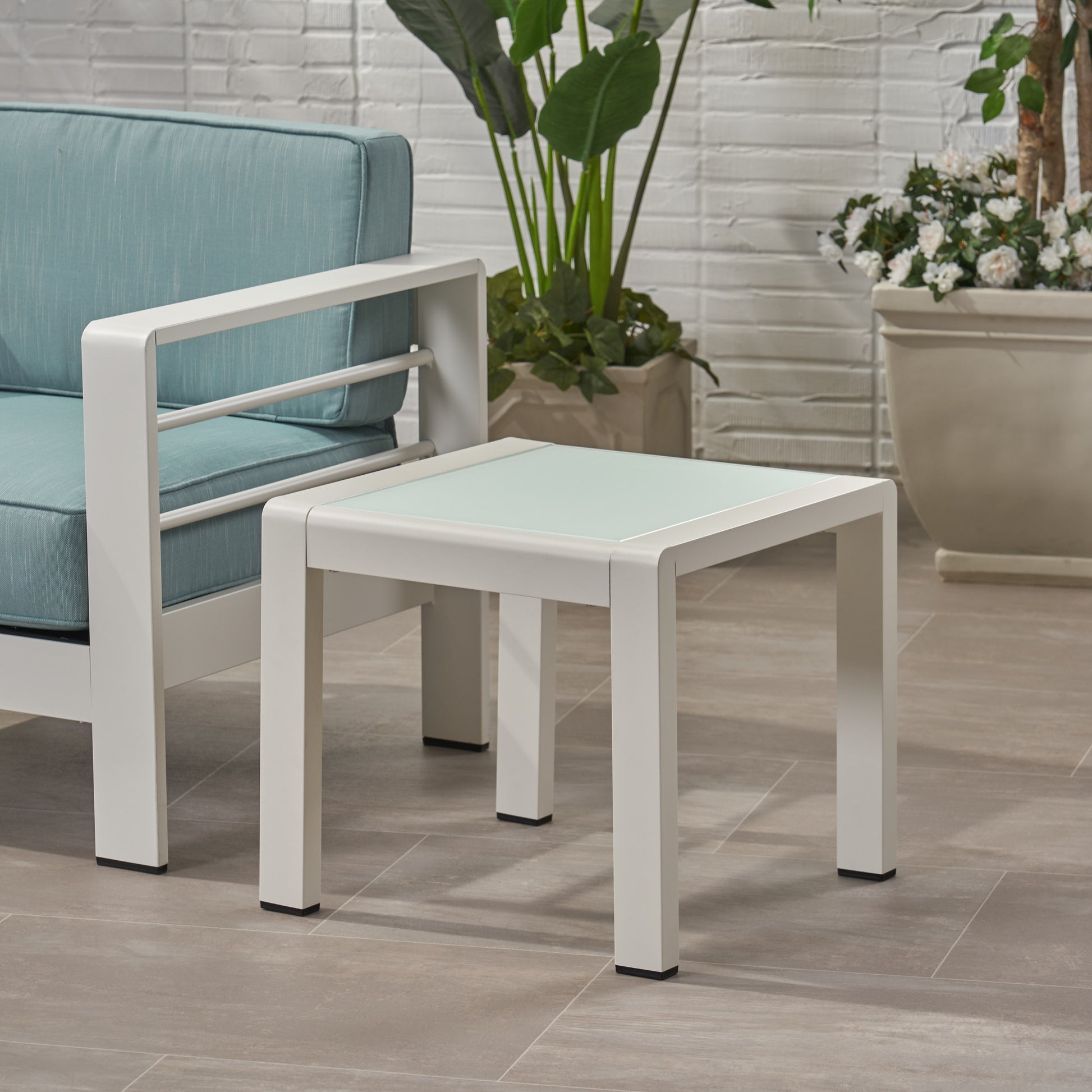 Cape Coral Side Table - White Aluminium