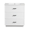 30 Inch Bathroom Vanity With Ceramic Sink Combo Set, Modern Freestanding Bathroom Storage Cabinet With 2 Drawers, Floor Standing Bath Vanity, White White Mdf