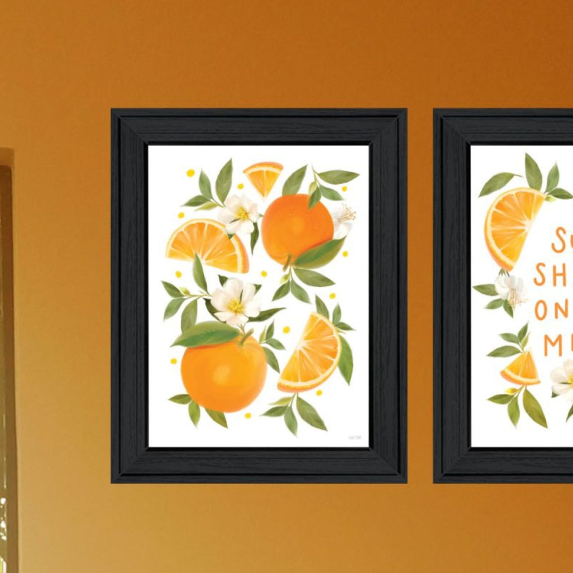 "Sunshine On My Mind Oranges" Framed Wall Art For Living Room, Wall Art Print For Home Decor, Bedroom Wall Art By House Fenway Multicolor Wood Paper