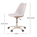 Armless Office Chair,Ergonomic Small Computer Desk Chair With Wheels,Adjustable Rolling Chair, Support Swivel Task Chair For Small Spaces Living Room,Bedroom White White Pu Office Rectangular Modern Handle Solid Back Polypropylene