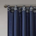 Jacquard Curtain Panel Pair Navy Polyester