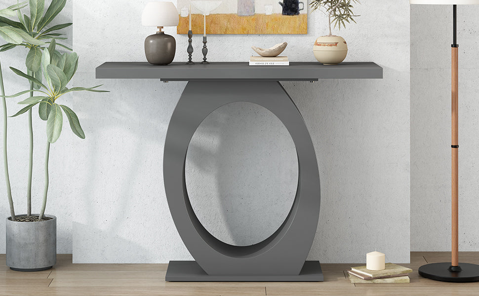 Mirod Stylish Modern Console Table With Egg Shaped Base,Enhanced Stability And Durability,Sleek Design For Home Decor,Perfect For Living Room Or Bedroom Grey Mdf Acacia