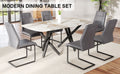 1 Table And 6 Chairs Set.A Rectangular Dining Table With A 0.39 Inch Imitation Marble Tabletop And Black Metal Legs.Paired With 6 Chairs With Pu Leather Seat Cushion And Black Metal Legs.F 1538,C 001 Black Gray Glass Metal