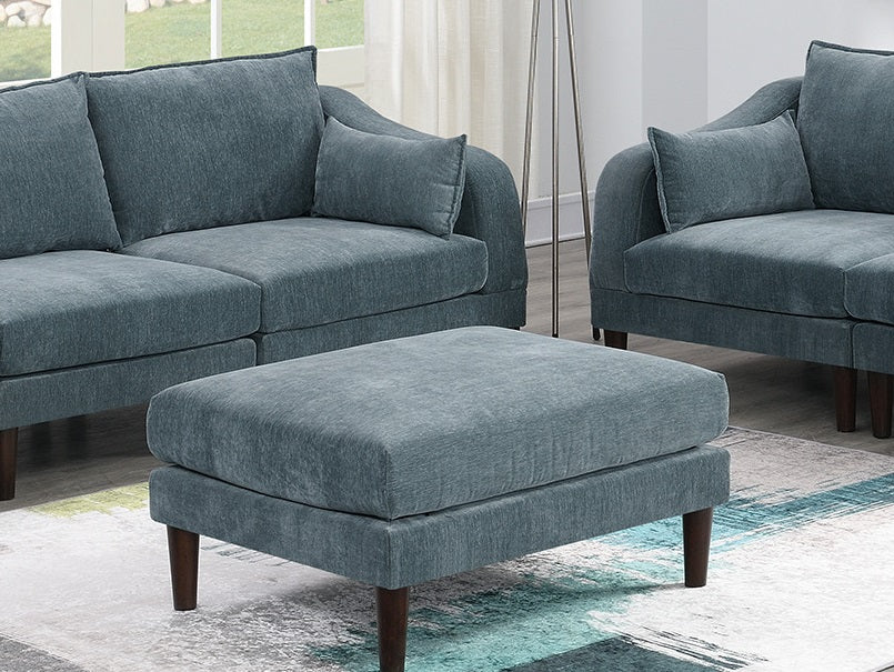 Beautiful Mineral Color Ottoman Morgan Fabric 1Pc Ottoman Soft Cushion Wood Legs Living Room Furniture Grayish Wood Primary Living Space Classic,Contemporary,Modern Rectangle Fabric
