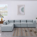 Modular Sofa Grayish Blue Chenille Fabric, Simple And Grand, The Seat And Back Is Very Soft. This Is Also A Knock Down Sofa Grayish Blue Chenille 6 Seat