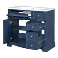 36'' Bathroom Vanity With Resin Sink Combo, Solid Wood Frame Bathroom Storage Cabinet, Freestanding Vanity Set With 3 Drawers& Adjustable Shelf Blue Bathroom Modern Solid Wood Mdf Resin