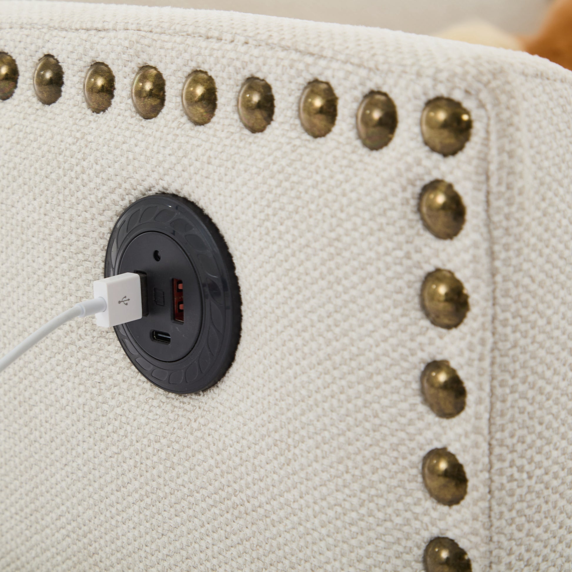 Cream White Fabric Swivel Rotating Accent Chair With Usb And Magazine Book For Living Room And Hotel Bed Room Cream White White Primary Living Space American Design,Classic,Modern Pine Foam Wood Fabric