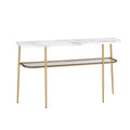 Modern Minimal Curved Faux Marble Entry Table Grey Vein Cut Marble Gold Marble Mdf Mdf