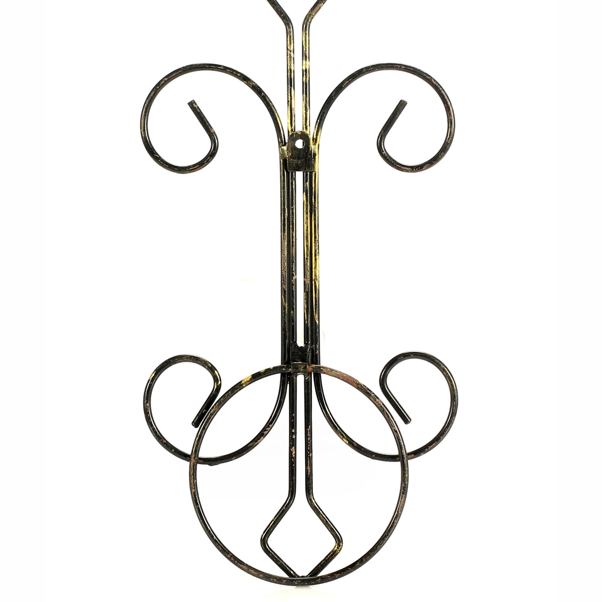 16" Single Pot Black Gold Cast Metal Crest Wall Planter Decoration Multicolor Metal