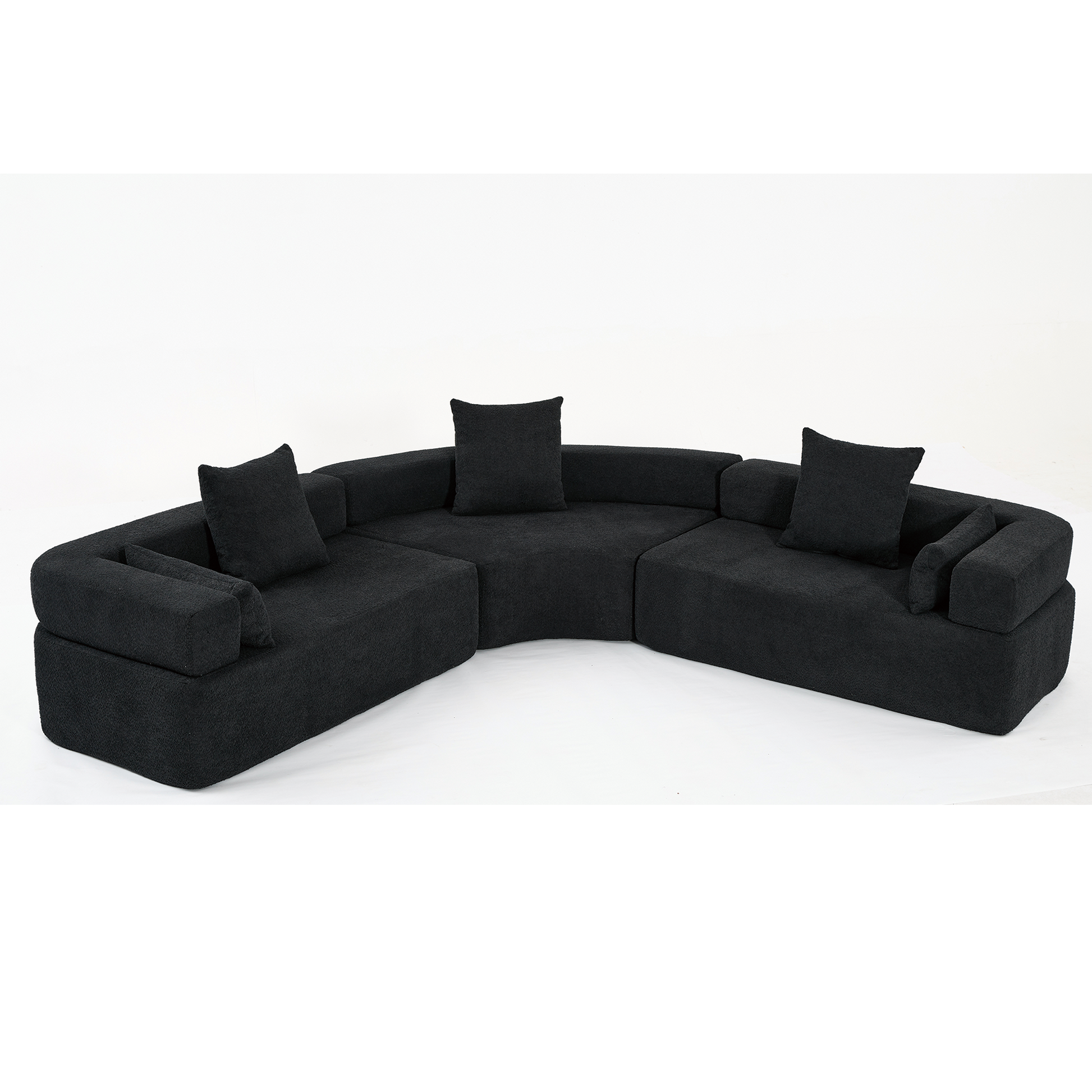 Arrived Oversized Combination Sofa,Curved Sofa,Upholstered 4 Seater Couch For Living Room, Modern Modular 3 Piece Free Combination, Semicircular Modular Sofaboucle, Black Black Polyester Primary Living Space Soft Tight Back Modern Square Arms Foam