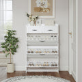 1250 White Color Shoe Cabinet With 3 Doors 2 Drawers,Large Space For Storage White Particle Board Mdf