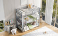 Metal Twin Size Triple Bunk Bed, Silver Old Sku: Sm000230Aan 1 Box Spring Not Required Twin Silver Metal Bedroom Metal