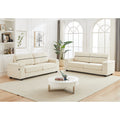86.5 Inch Sofa Couch Deep Seat Sofa With Two Storage Spaces, T Pyce Charging Portsusb Charging Ports & 2 Cup ,Corduroy 3 Seater Couch, Modern Sofas For Living Room Beige Foam Corduroy 3 Seat
