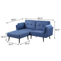 Blue Adjustable Sofa With Ottoman Blue Wood Primary Living Space Tight Back Modern Eucalyptus Flared Arms Wood Fabric 2 Seat