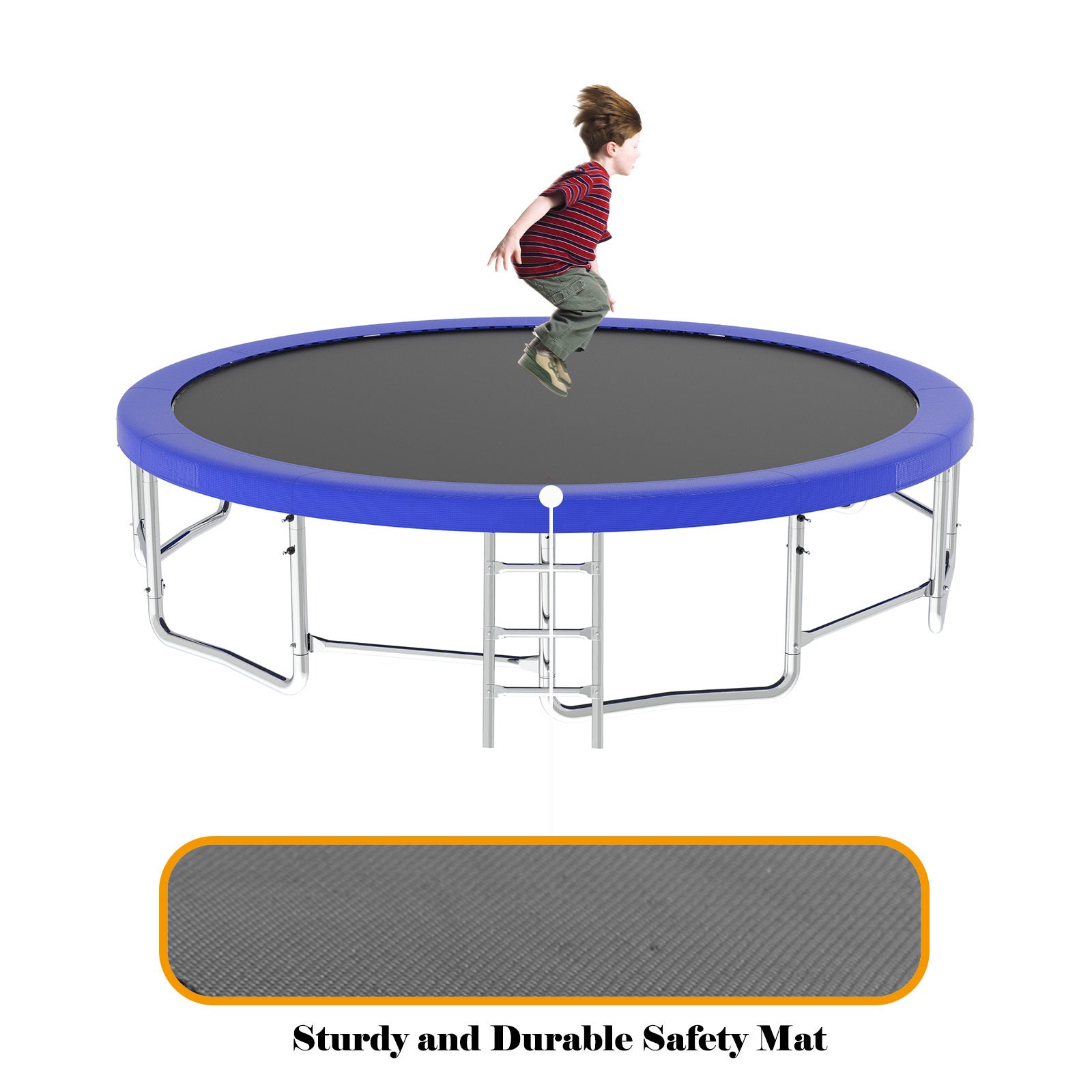 16Ft Trampoline With Balance Bar & Basketball Hoop&Ball, Astm Approved Reinforced Type Outdoor Trampoline With Enclosure Net Blue Metal