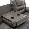3 Seater Home Theater Recliner Manual Recliner Chair With Two Built In Cup Holders For Living Room,Bedroom, Grey Grey Foam Pu