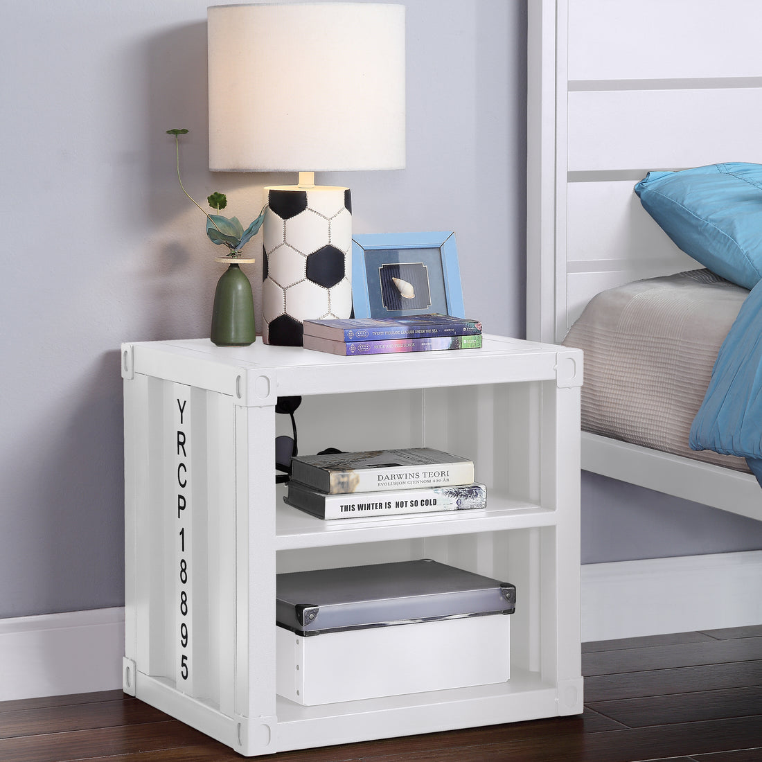 White Nightstand With Open Shelf White Bedroom Contemporary Shelf Metal