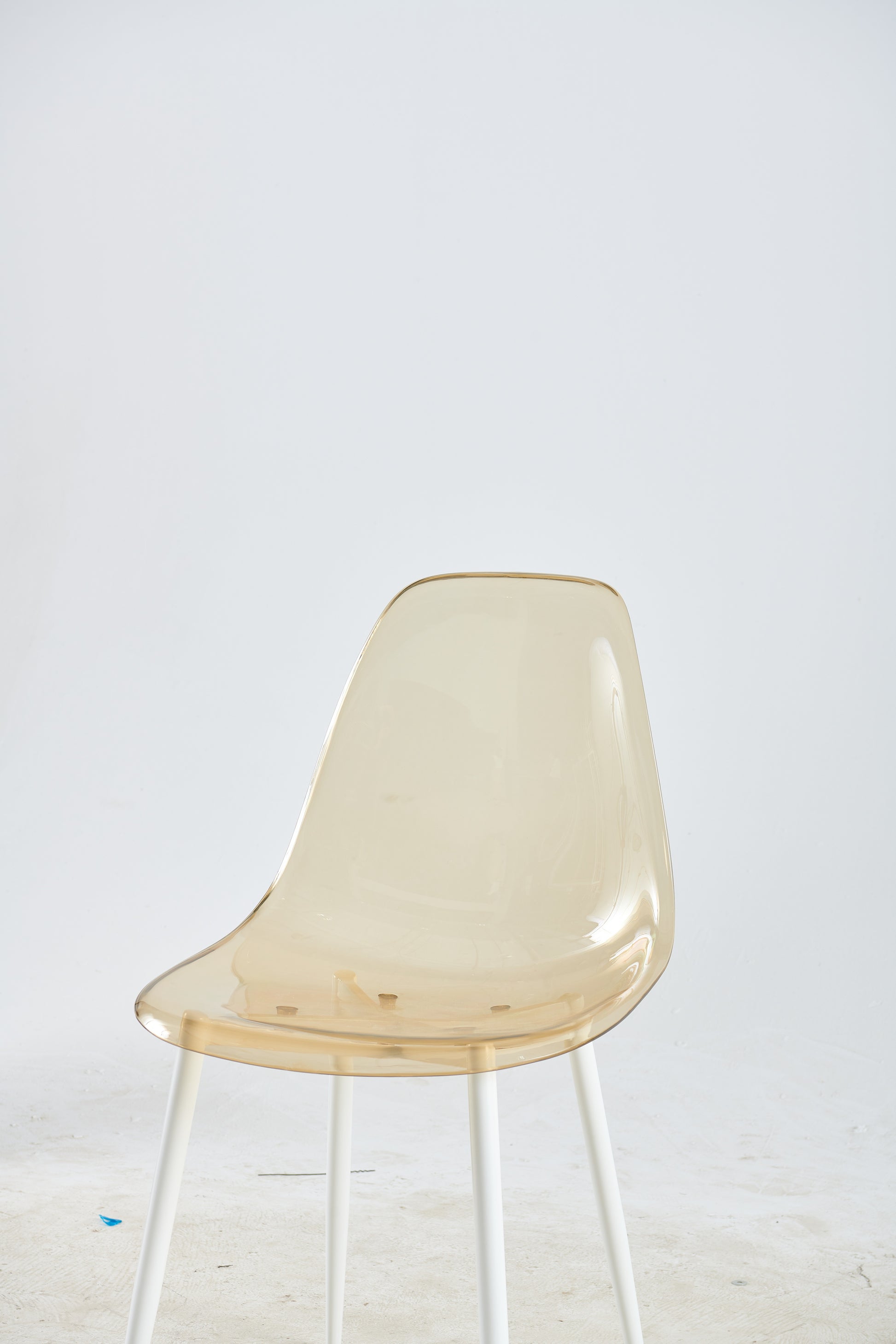 Dining Chair,Set Of 4,Metal Leg,Plastic Seat,Transparent Yellow Yellow White Iron Plastic