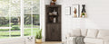 Tall Corner Cabinet With Doors For Living Room, Bathroom,Dining Room Or Kitchen,Color:Dark Walnut Walnut Mdf