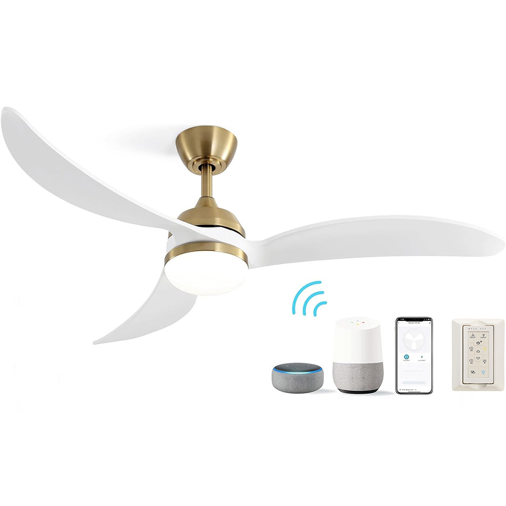 52 Inch Indoor Ceiling Fan With Dimmable Led Light 3 gold-metal & wood