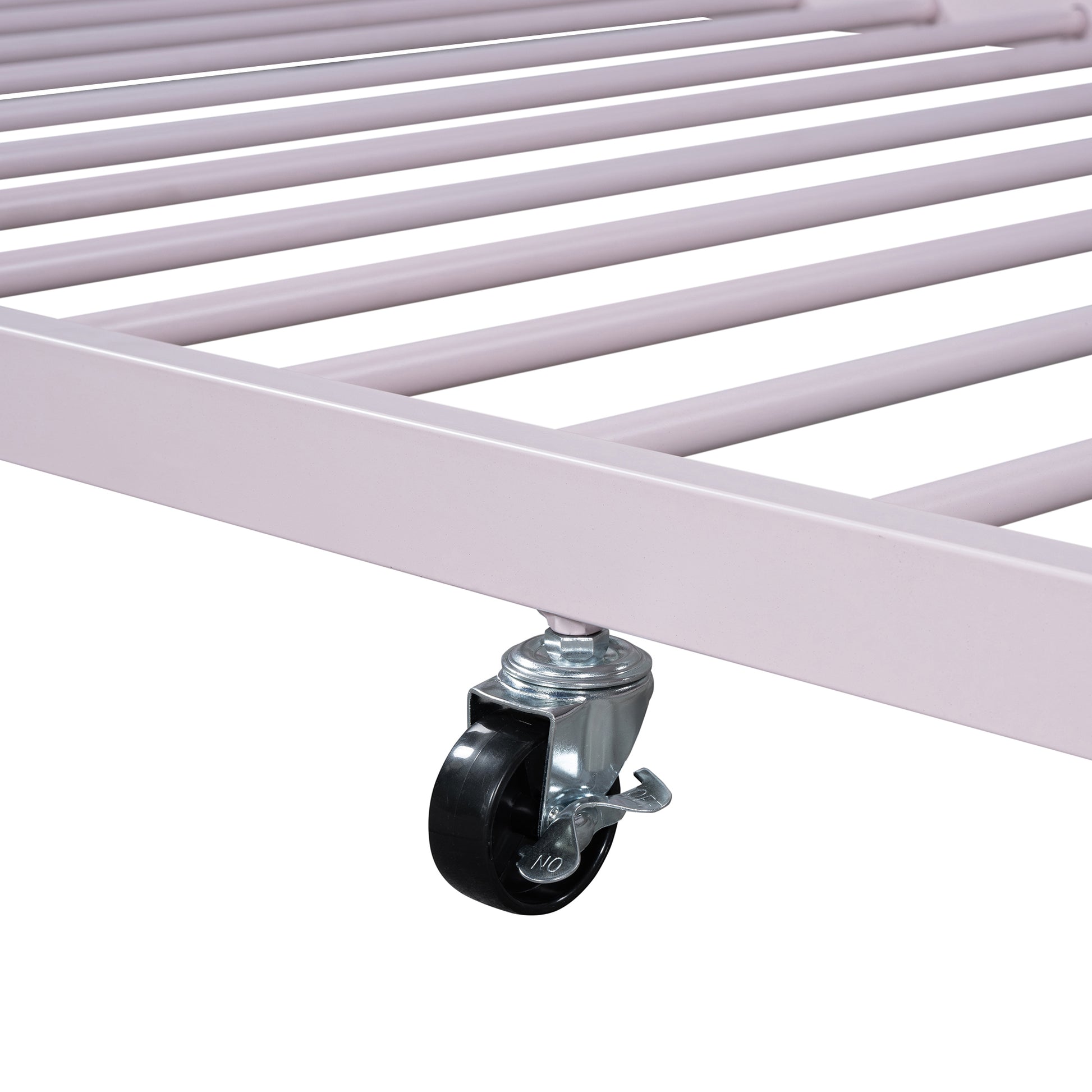 Twin Size Metal Platform Bed With Twin Size Trundle,House Shaped Headboard Design, Pink Twin Pink Metal