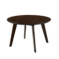 Round Wooden Dining Table With Fin Style Leg Support, Walnut Brown Brown Solid Wood