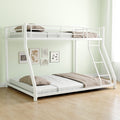 Metal Bunk Bed Twin Over Full Size With Removable Stairs, Heavy Duty Sturdy Frame With 12