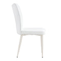 Modern Minimalist Dining Chair, White Pu Leather Curved Back And Seat Cushion, White Metal Chair Legs, Suitable For Dining Room, Bedroom, Living Room. A Set Of 2 Chairs. 008 White Pu