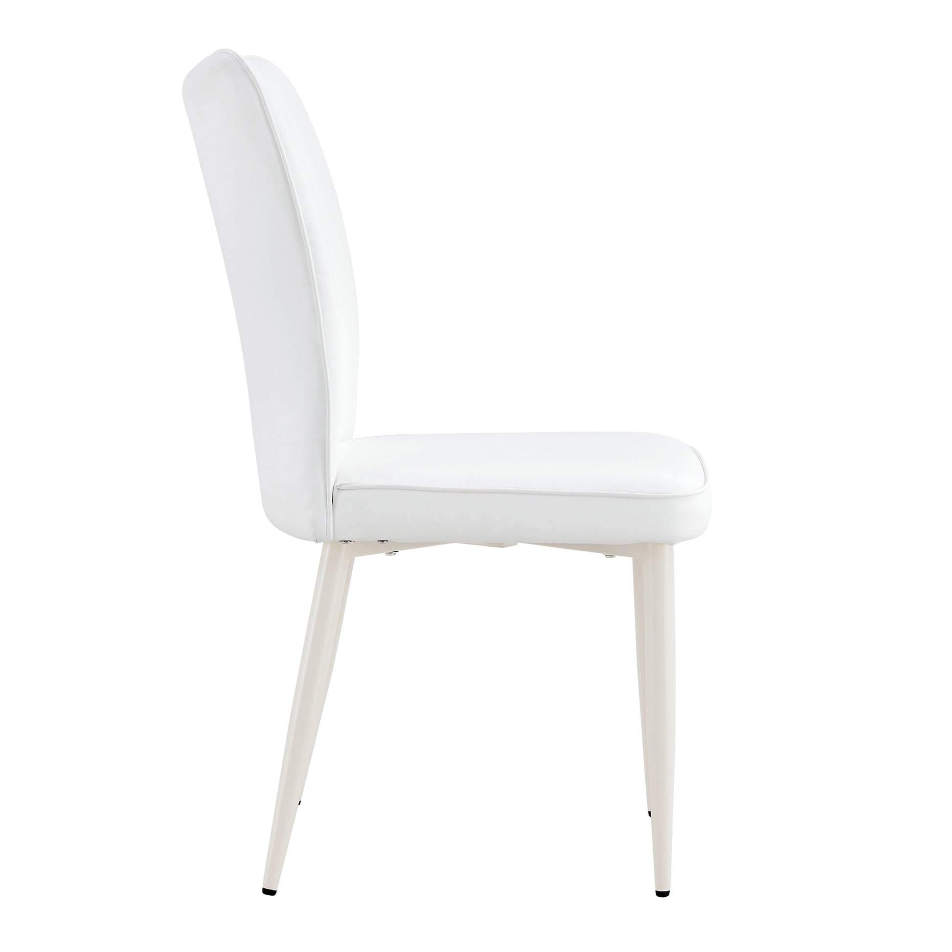 Modern Minimalist Dining Chair, White Pu Leather Curved Back And Seat Cushion, White Metal Chair Legs, Suitable For Dining Room, Bedroom, Living Room. A Set Of 2 Chairs. 008 White Pu