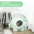 Pawhut Hooded Cat Litter Box, Large Kitty Litter Pan With Lid, Scoop, Leaking Sand Pedal, Top Handle, Light Green Green Plastic