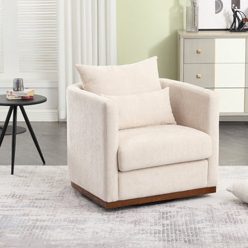 Coolmore Swivel Barrel Chair, Comfy Round Accent Sofa Chair For Living Room, 360 Degree Swivel Barrel Club Chair, Leisure Arm Chair For Nursery, Hotel, Bedroom, Office, Lounge Beige Chenille Beige Primary Living Space Foam Chenille