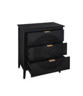 3 Drawer Cabinet With Hollow Carved 3 Drawer Dresser Storage Chest With Metal Handles For Entryway Living Room Bedroom Black American Design Mdf