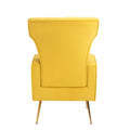 Velvet Accent Chair, Wingback Arm Chair With Gold Legs, Upholstered Single Sofa For Living Room Bedroom Yellow Velvet 1 Seat