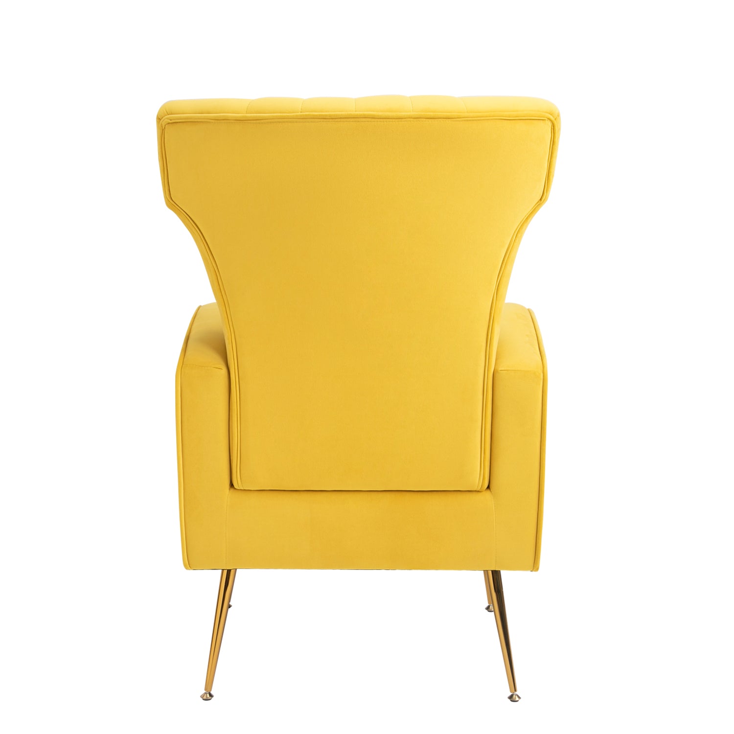 Velvet Accent Chair, Wingback Arm Chair With Gold Legs, Upholstered Single Sofa For Living Room Bedroom Yellow Velvet 1 Seat