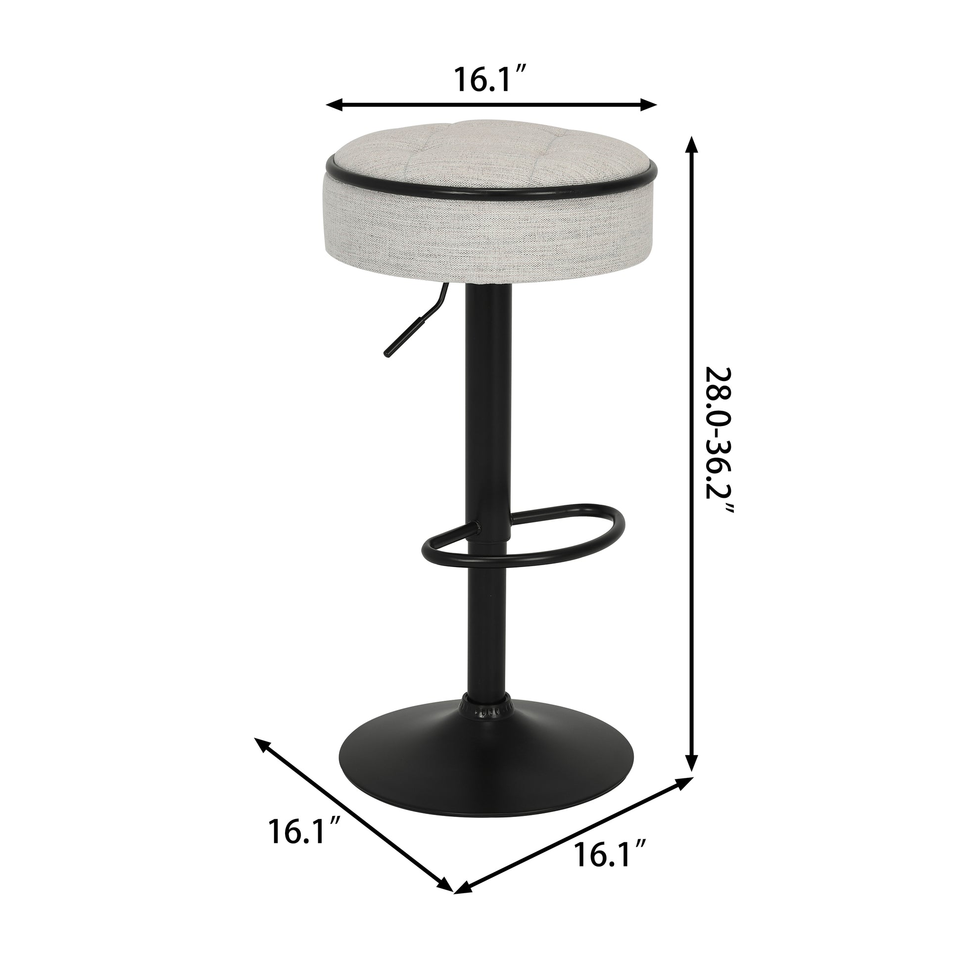 Round Storage Bar Stool Set Of 2, Off White Linen Height Adjustable Barstool, 360 Counter Height Swivel Stool, Armless Bar Chair With Metal Frame For Kitchen Counter Dining Living Room Off White Set Of 2 Foam Linen