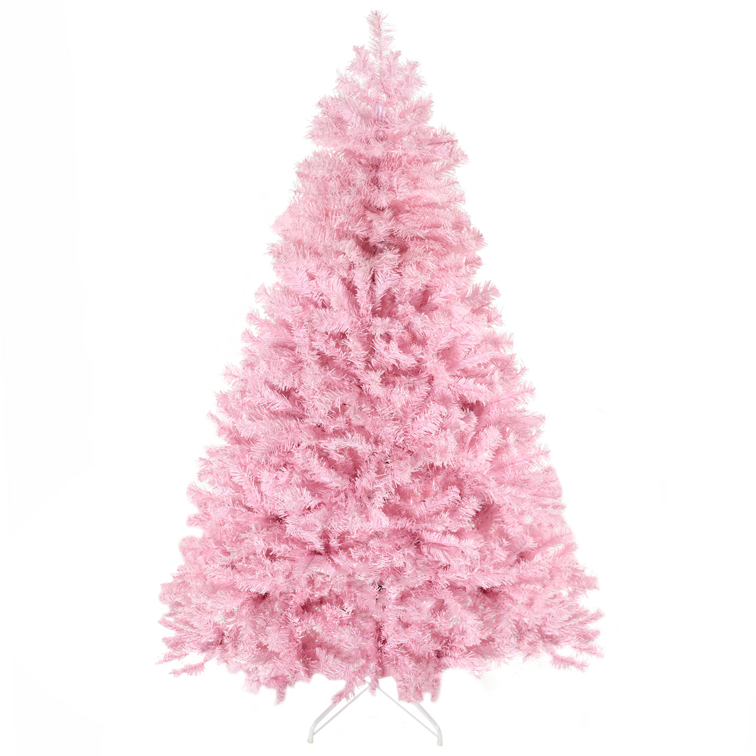 Homcom 6Ft Tall Artificial Christmas Tree Holiday D Cor With 1000 Branches, Auto Open, Steel Base, Wide Shape, Pink Pink Plastic