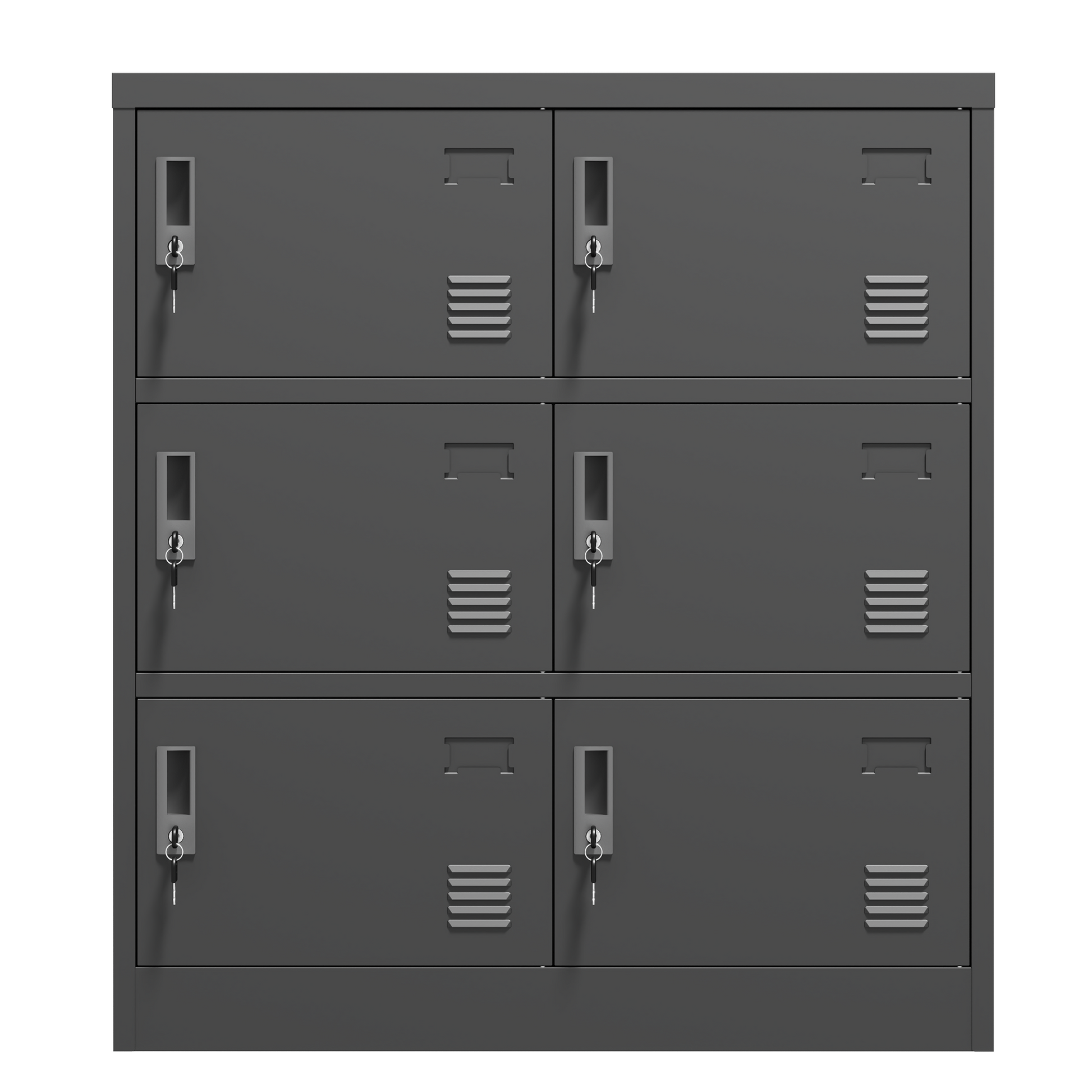 6 Door Employee Storage Locker, Metal Lockers For Office, Gym, School, And Homewith Card Slot Black Freestanding 5 Or More Spaces Powder Coated Black Gym Door Locks Modern Metal Metal