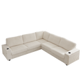 110 Inch Oversized Corduroy Corner Sofa,L Shaped Corner Couch With Two Storage Spaces,Usb Port & T Pyce Port And Cup Holderdeep Seat Comfy Upholstered Couches For Living Room Not Freely Combinable Beige Corduroy 5 Seat