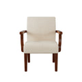 Fabric Accent Arm Chair Set Of 2 With Round Wood Table Beige Fabric