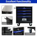 4 Drawers Multifunctional Tool Cart With Wheels Black Black Blue Steel